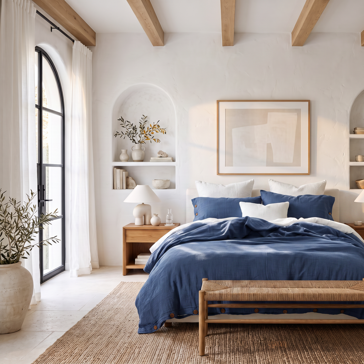 Royal Blue Airy Soft Organic Cotton Duvet Cover