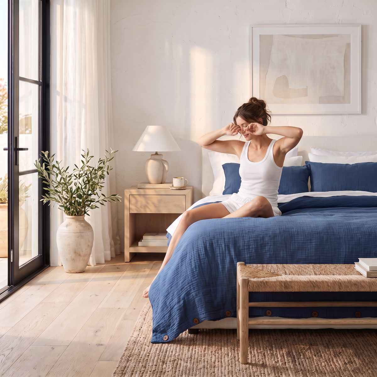 Royal Blue Airy Soft Organic Cotton Duvet Cover
