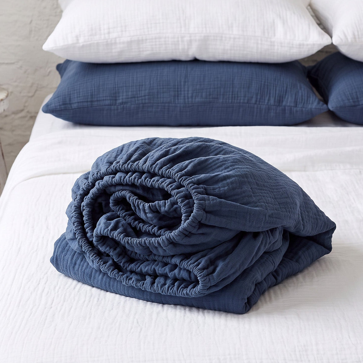 Organic Cotton Gauze Fitted Sheet – Royal Blue