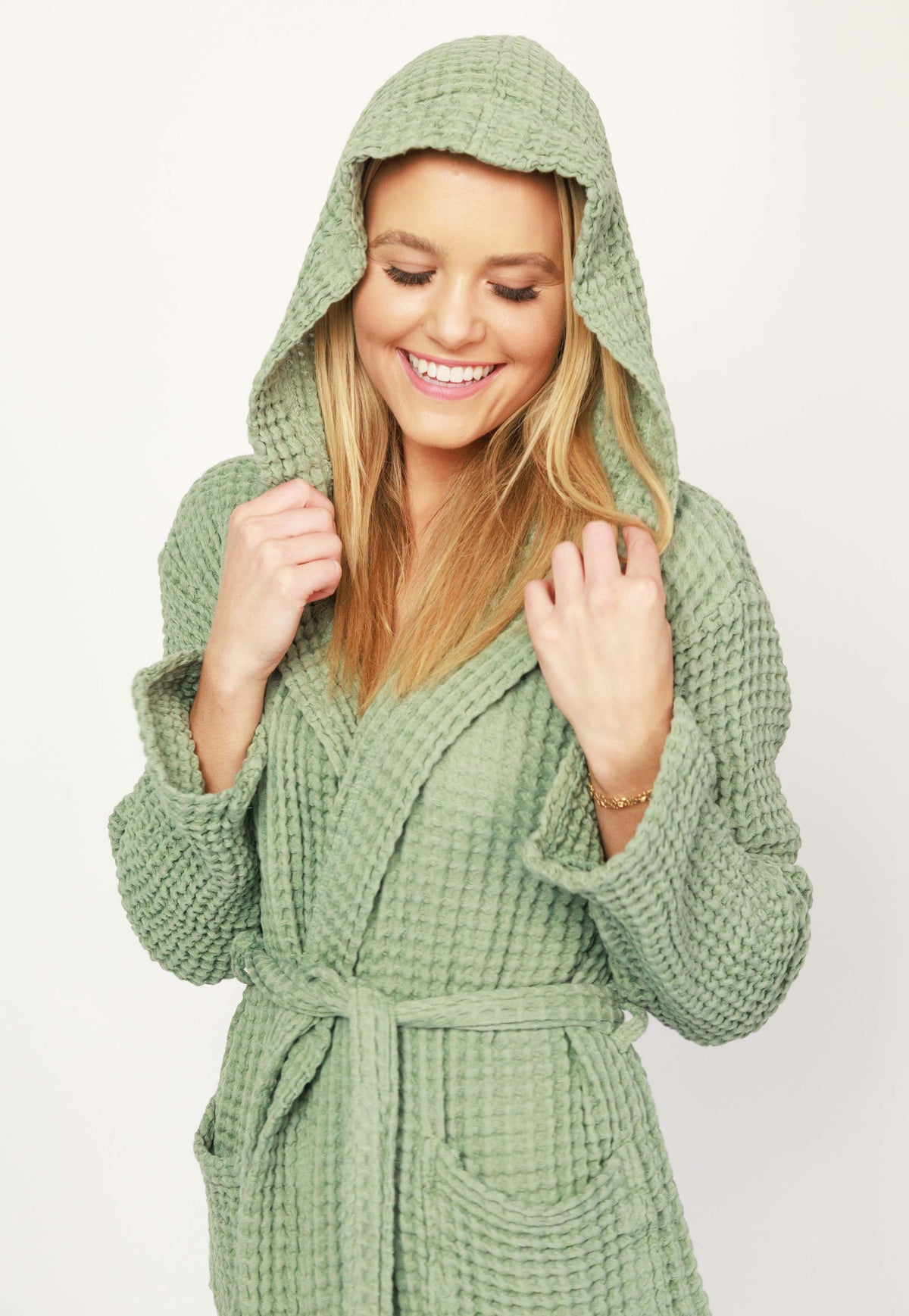 Organic Waffle Hooded Bathrobe