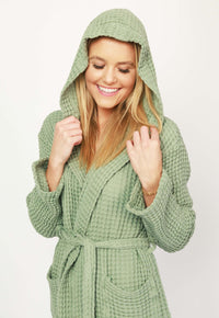 Organic Waffle Hooded Bathrobe