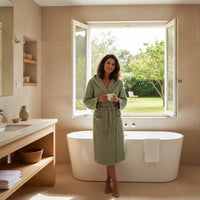 Organic Waffle Hooded Bathrobe in Various Colors