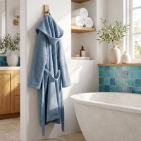 Sea Blue Organic Waffle Hooded Bathrobe
