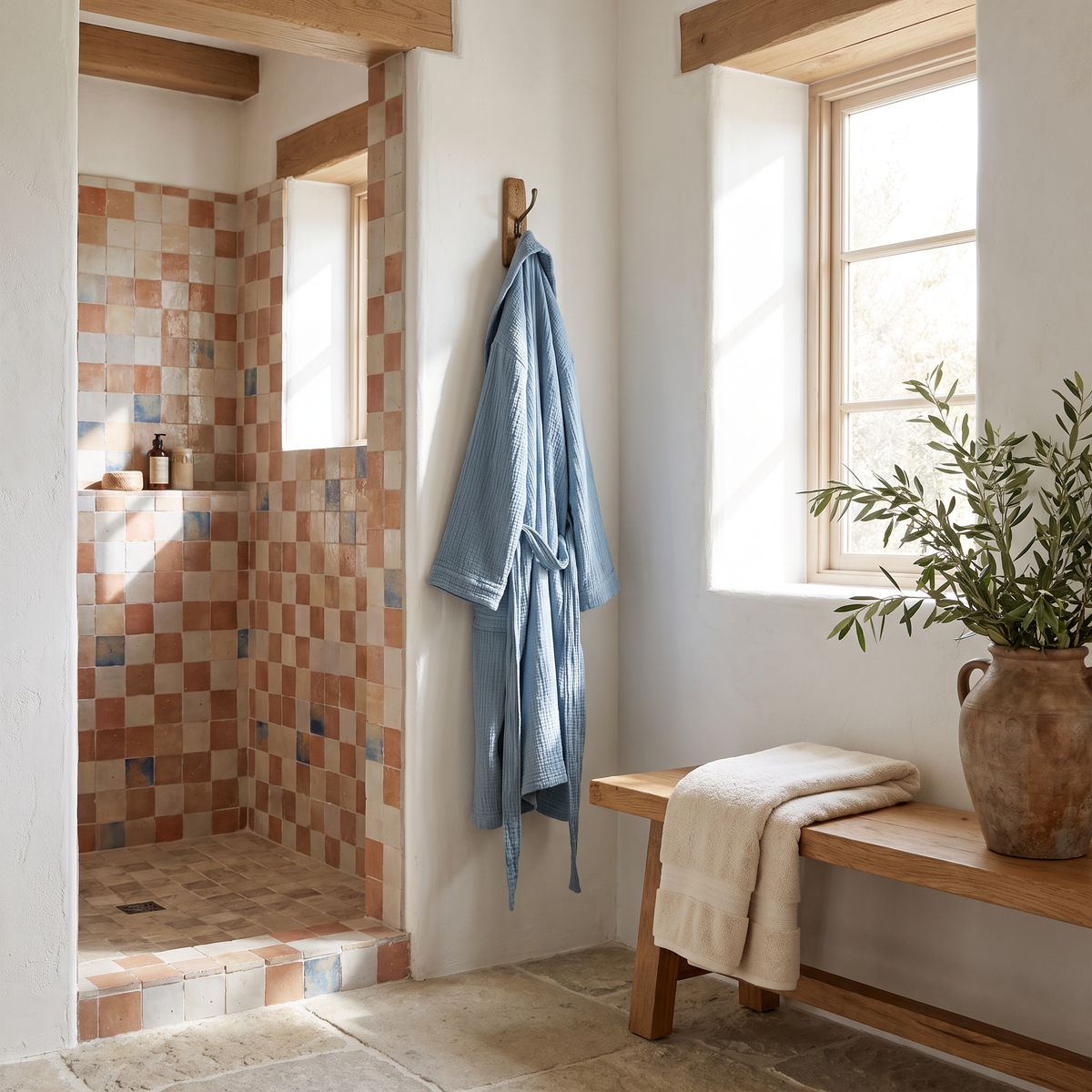 Sea Blue Organic Cotton Robe