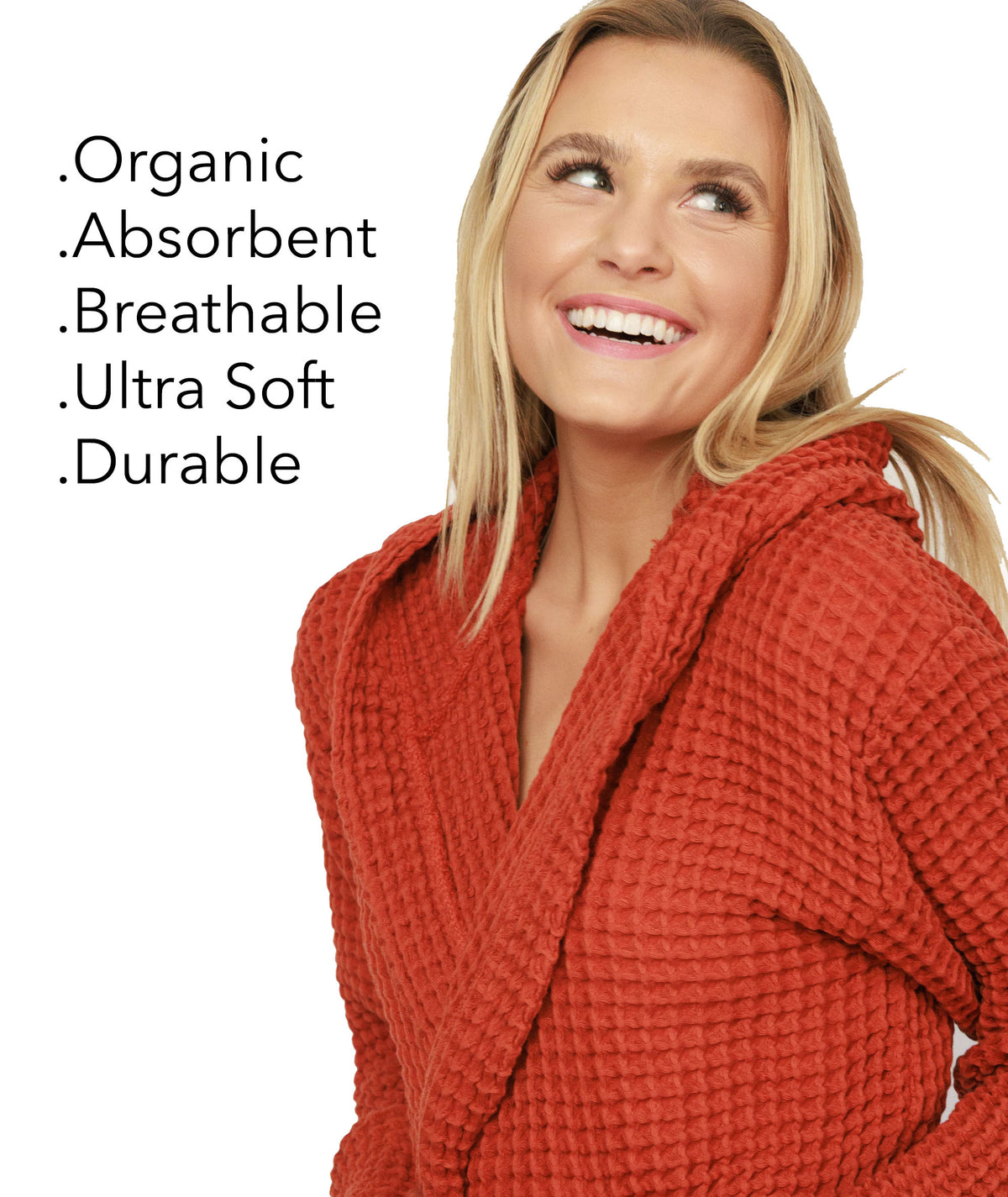 Organic Waffle Hooded Bathrobe