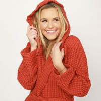 Terracotta Organic Waffle Hooded Bathrobe