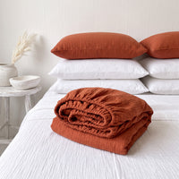 Organic Cotton Gauze Fitted Sheet – Cinnamon