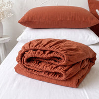 Organic Cotton Gauze Fitted Sheet – Cinnamon