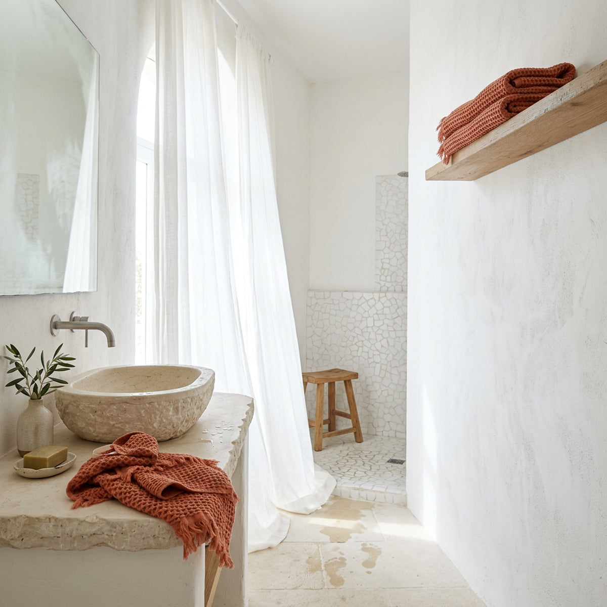 Waffle Hand Towel, Terracotta