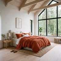 Cinnamon Organic Waffle Duvet Cover - Double Sided