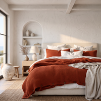 Cinnamon Organic Waffle Duvet Cover - Double Sided