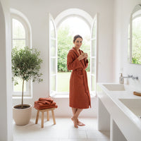 Organic Waffle Hooded Bathrobe in Various Colors