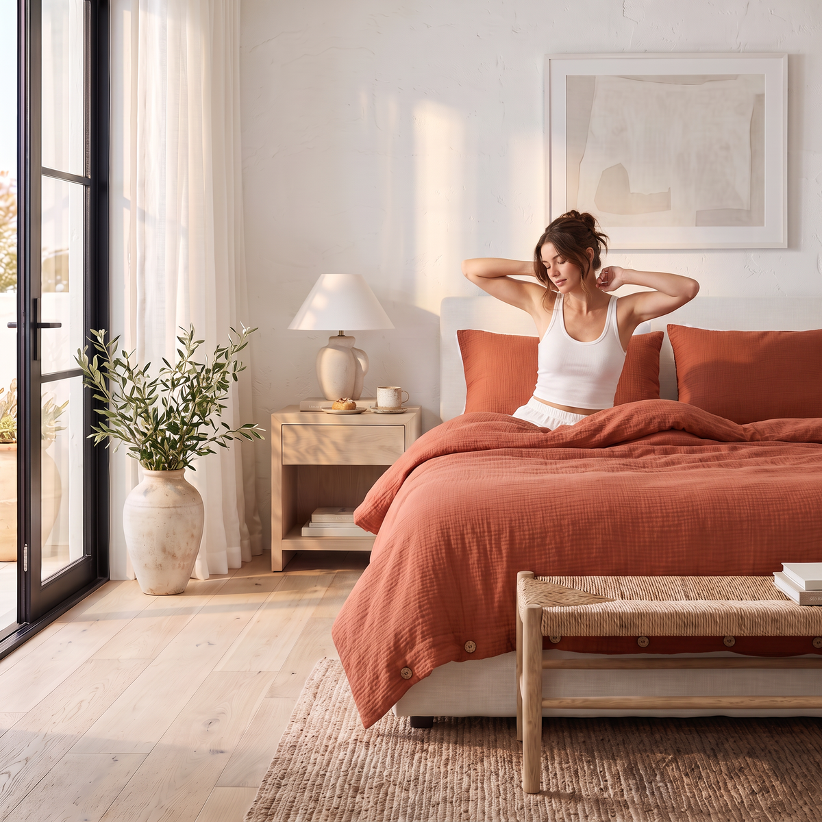 Cinnamon Airy Soft Organic Cotton Duvet Cover