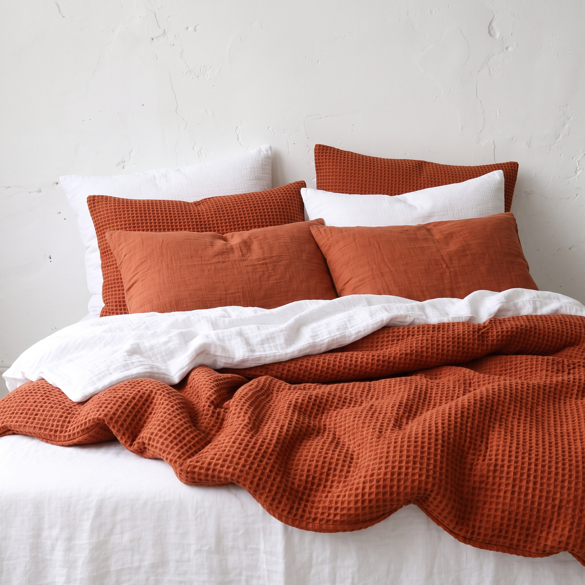 Organic Waffle Pillowcase Set of 2 - Cinnamon