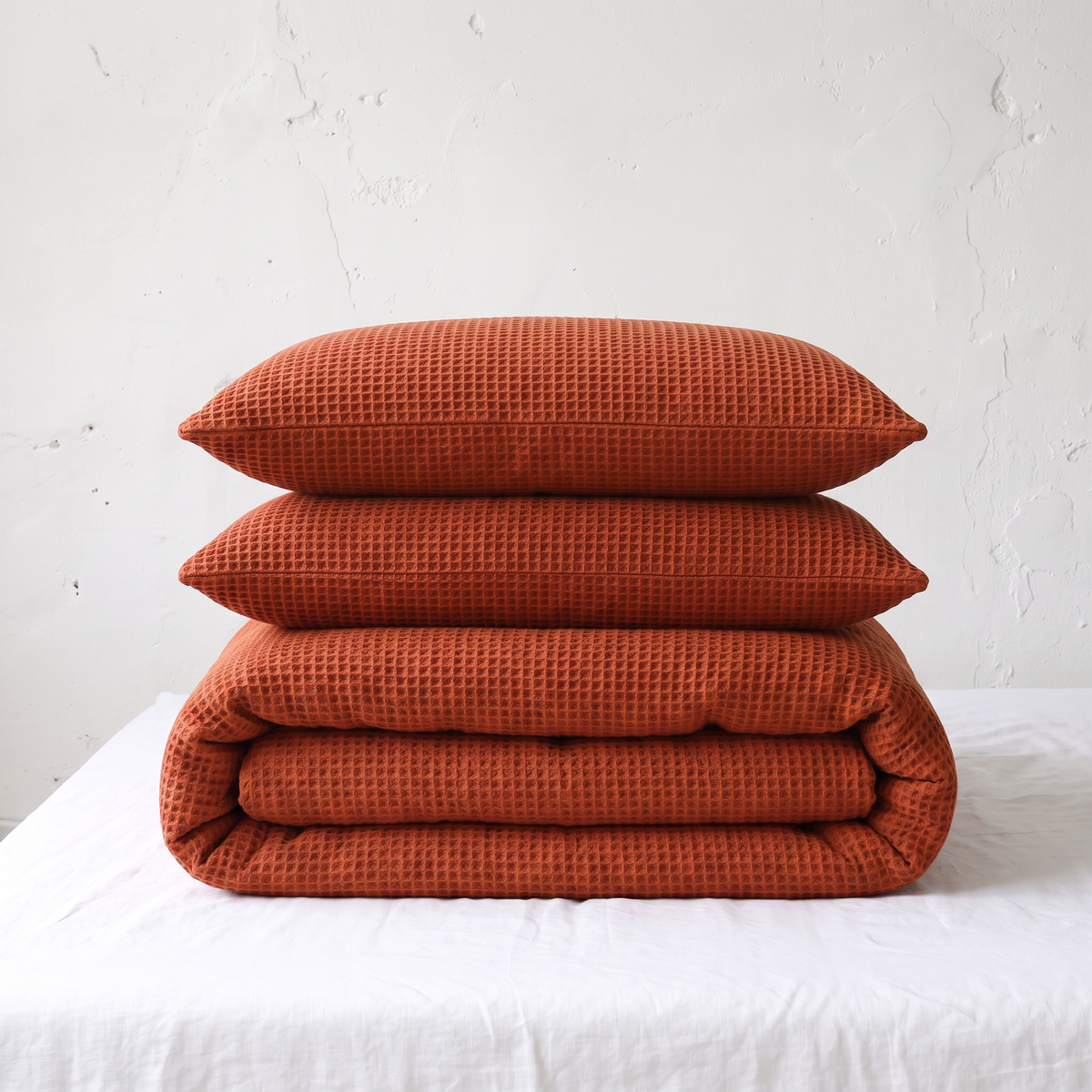 Cinnamon Organic Waffle Duvet Cover - Double Sided