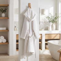 White Organic Waffle Hooded Bathrobe