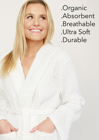 Organic Waffle Hooded Bathrobe