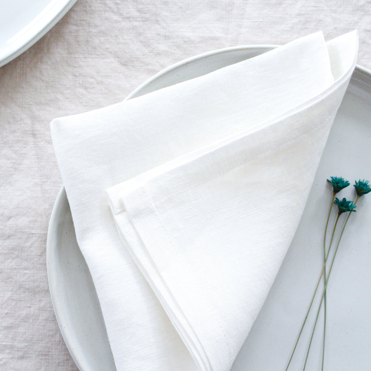 Soft White Linen Napkin Set of 4