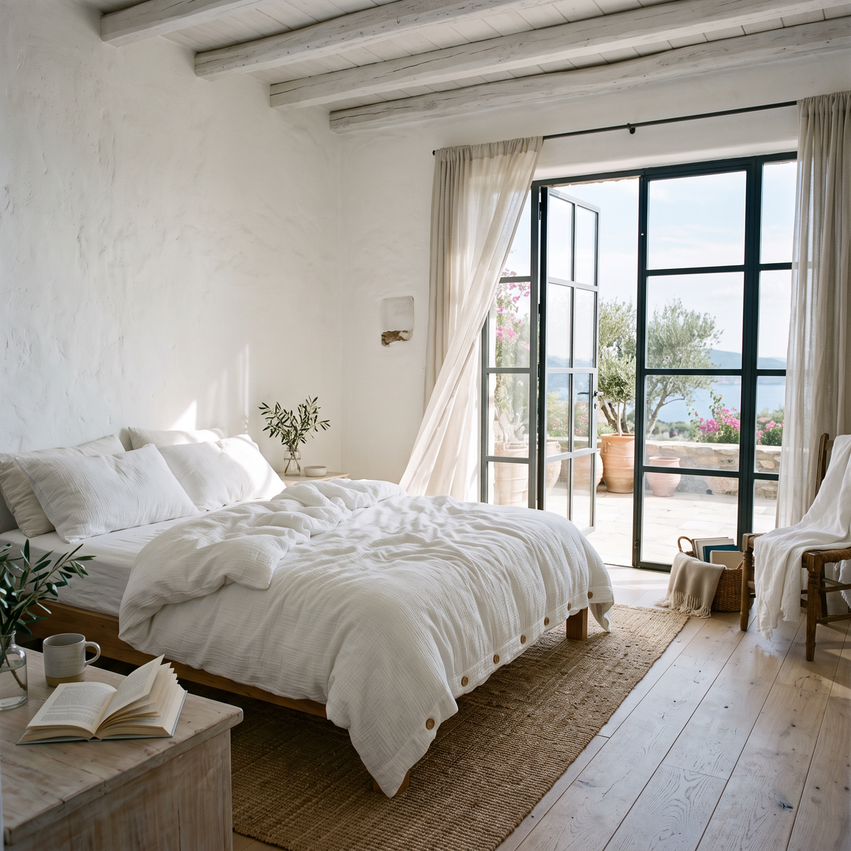 Organic Cotton Gauze Duvet Cover, White