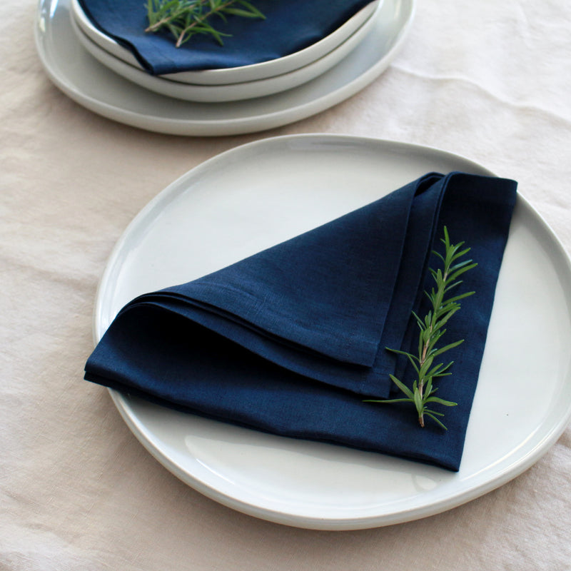 Navy Linen Napkins, Set of 4 or Single Napkin