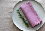 Woodrose Linen Napkins with Red Stitch, Set of 4, 100% Linen