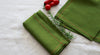 Forest Green Linen Napkins with Red Stitch, Set of 4