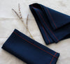 Navy Linen Napkins with Red Stitch, Set of 4