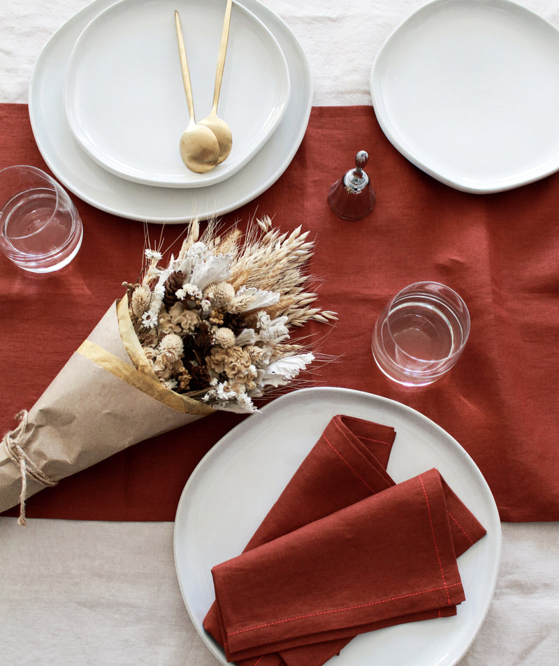 Terracotta Table Runner, 100% Linen