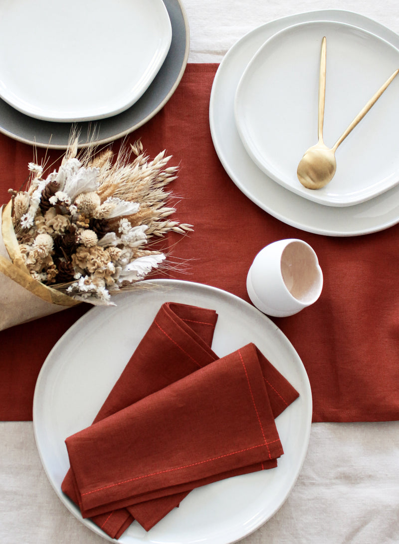 Terracotta Table Runner, 100% Linen
