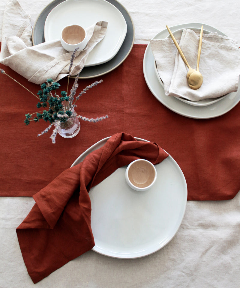 Terracotta Table Runner, 100% Linen