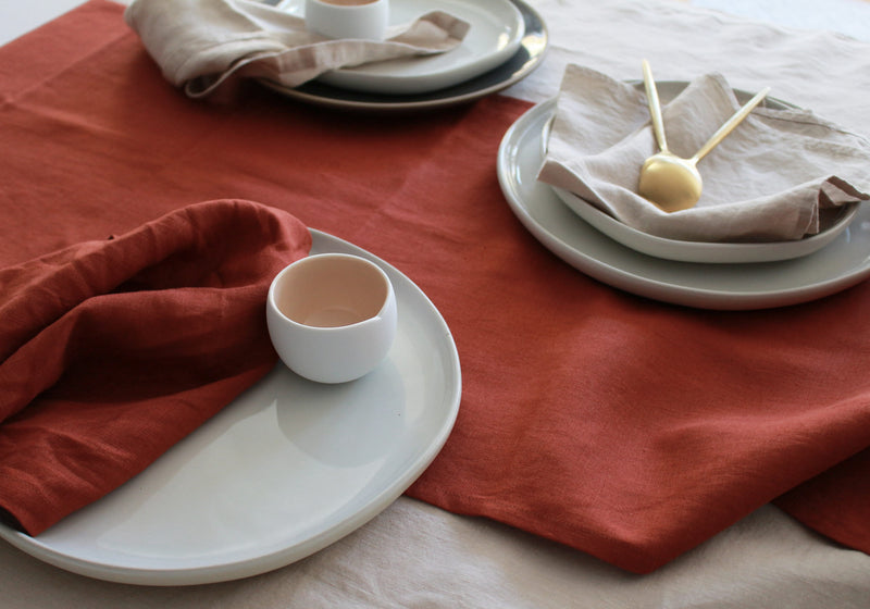 Terracotta Table Runner, 100% Linen
