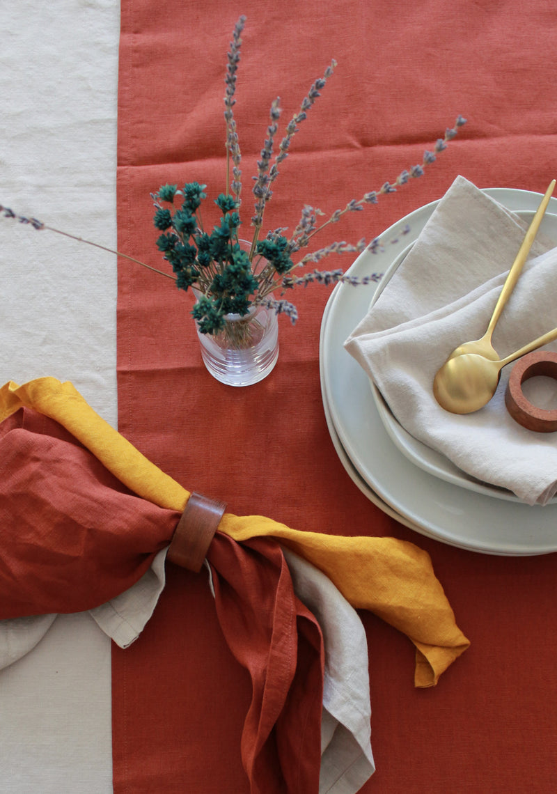 Terracotta Table Runner, 100% Linen