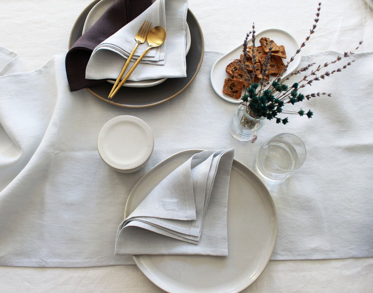 Oyster Gray Table Runner, Linen
