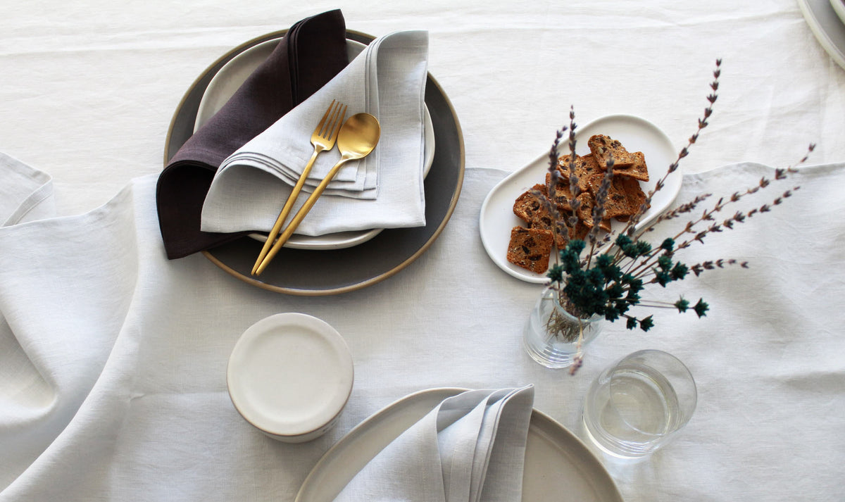 Oyster Gray Table Runner, Linen