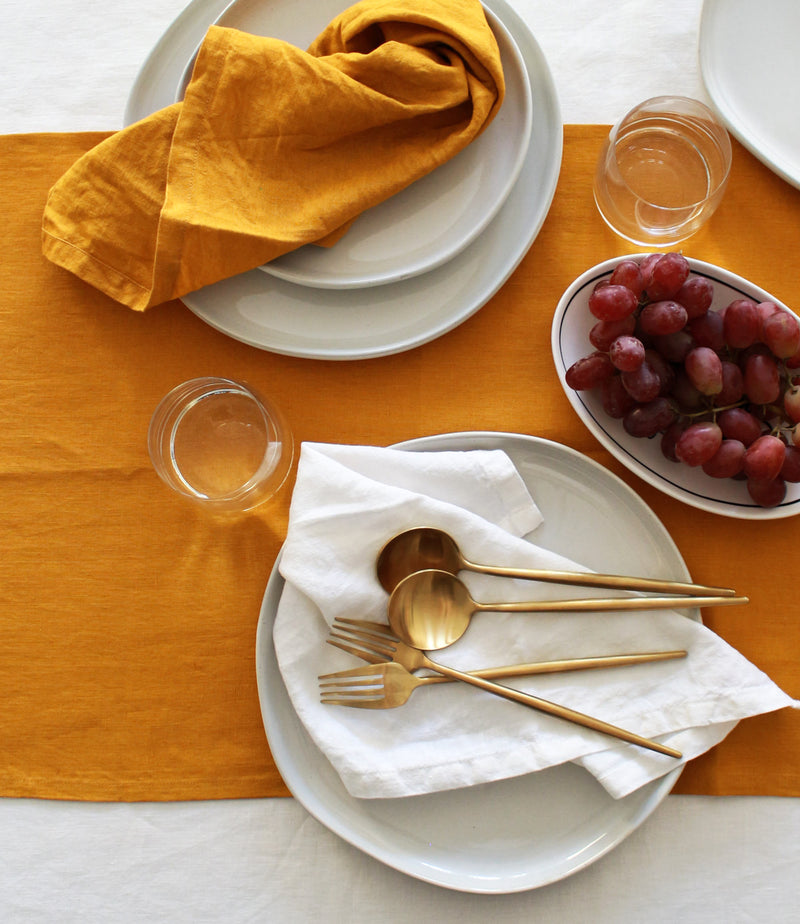 Golden Yellow Table Runner, Mustard, 100% Linen