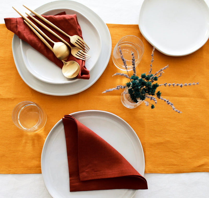 Golden Yellow Table Runner, Mustard, 100% Linen