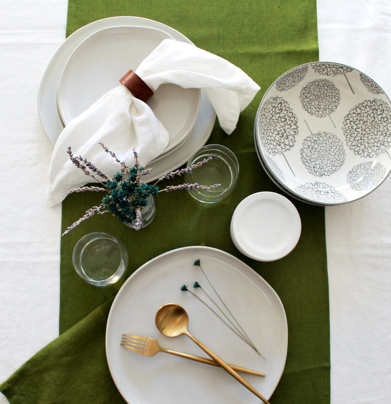 Forest Green Table Runner, 100% Linen