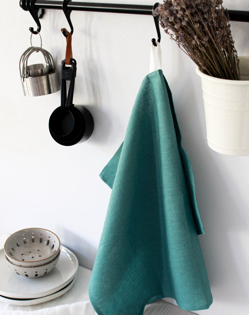 Teal Linen Kitchen Towel