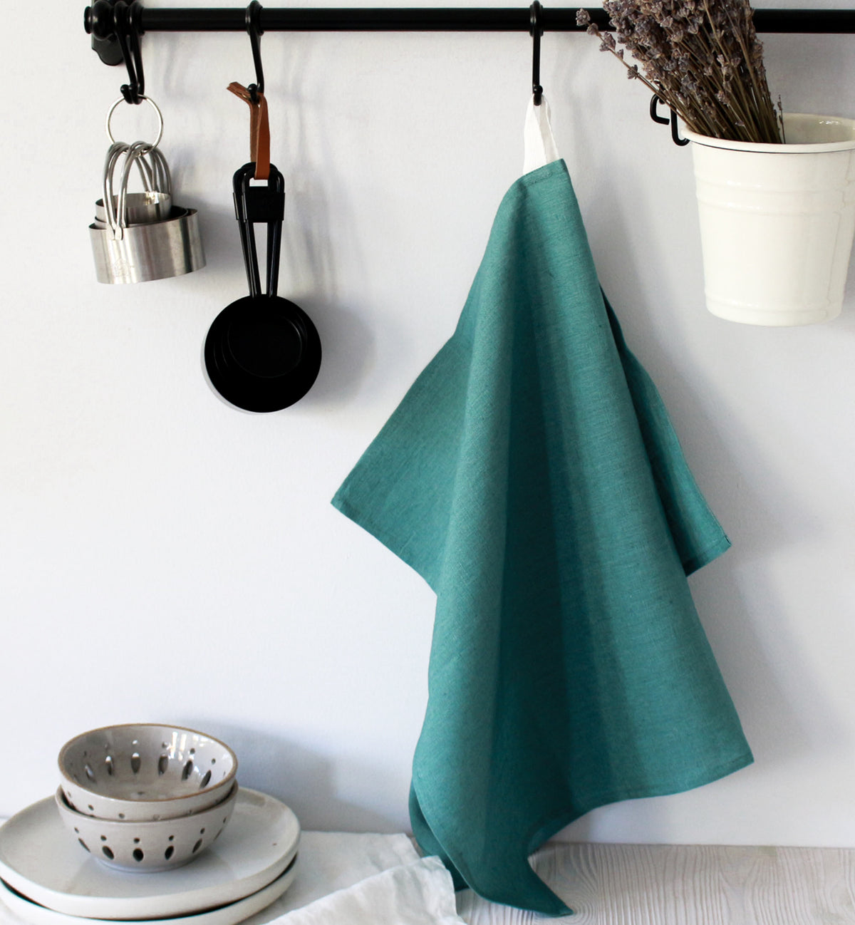 Teal Linen Kitchen Towel