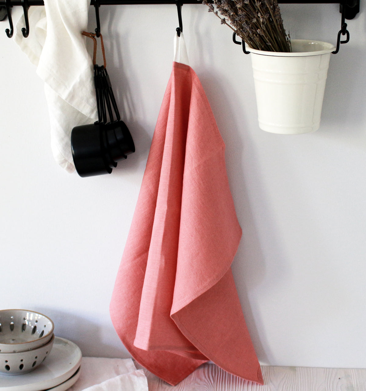 Dusty Rose Linen Tea Towel