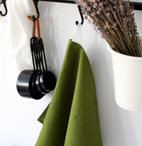 Forest Green Linen Tea Towel