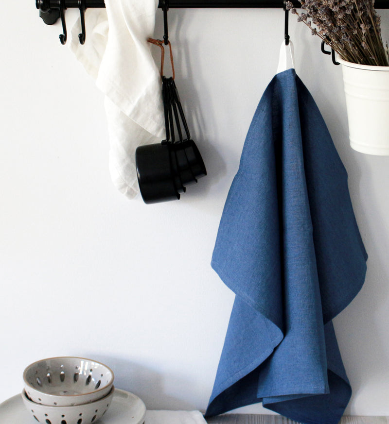 Denim Blue Linen Tea Towel