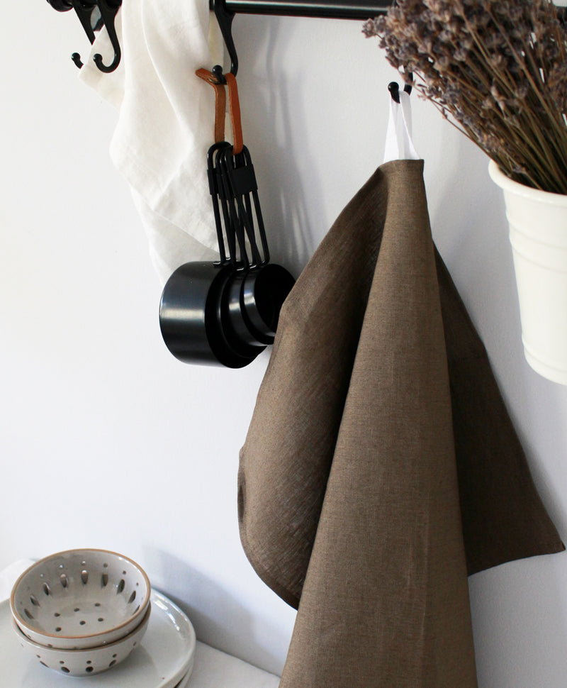 Brown Linen Tea Towel, Kitchen Towel