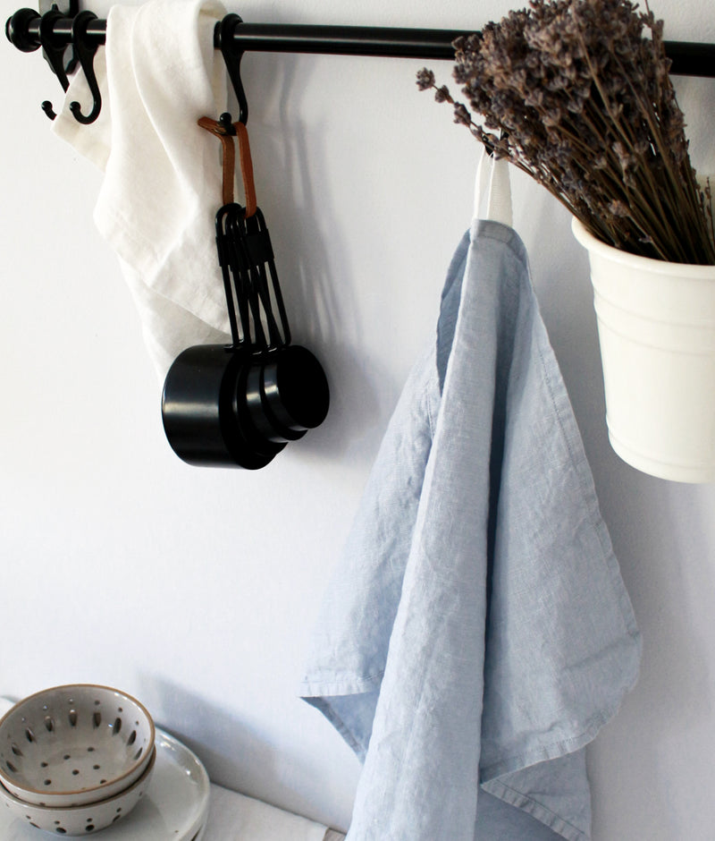 Sky Blue Linen Tea Towel