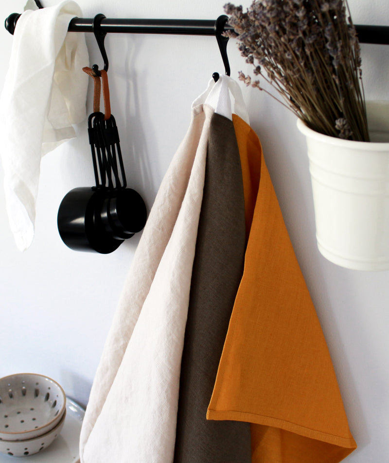 Brown Linen Tea Towel, Kitchen Towel