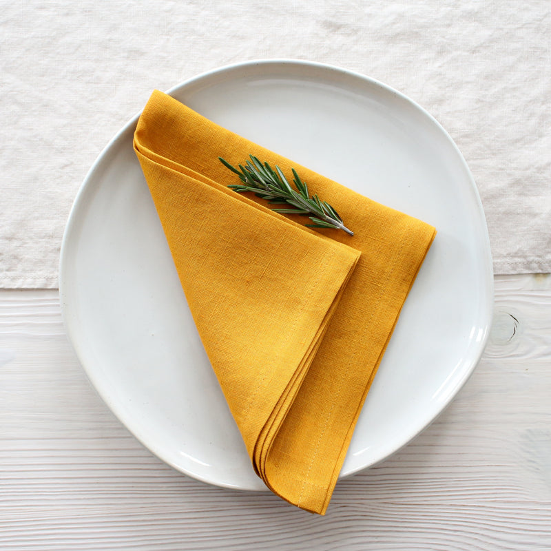 Mustard Yellow Linen Napkins, Set of 4 or Single Napkin