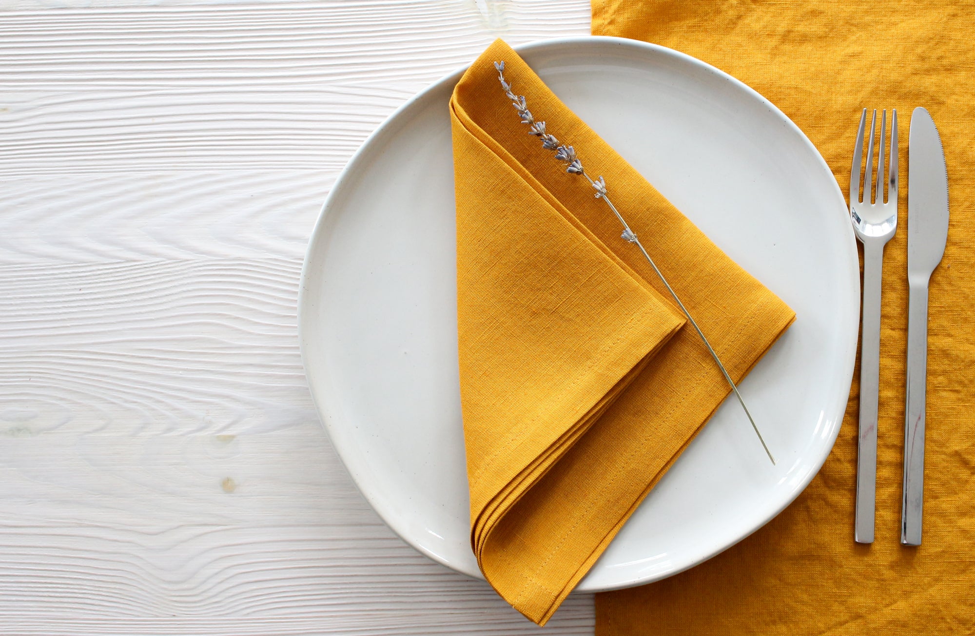 Mustard Yellow Linen Cloth Napkins for Amber Wedding and Dinner