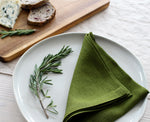 Forest Green Linen Napkins, Set of 4 or Single Napkin