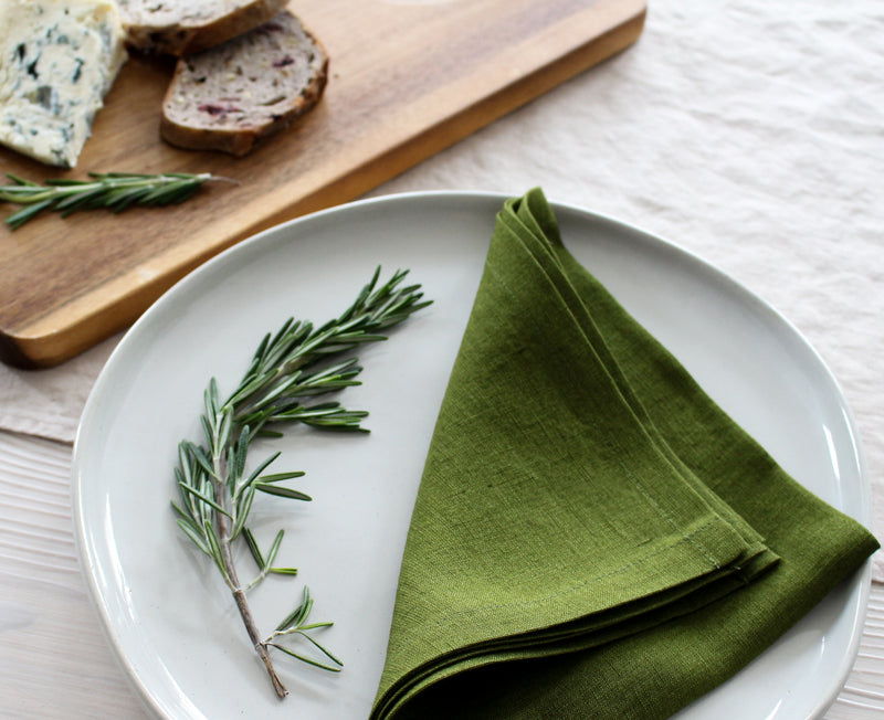 Moss Green Cloth Napkins Set, Linen Napkins, Wedding Decor 