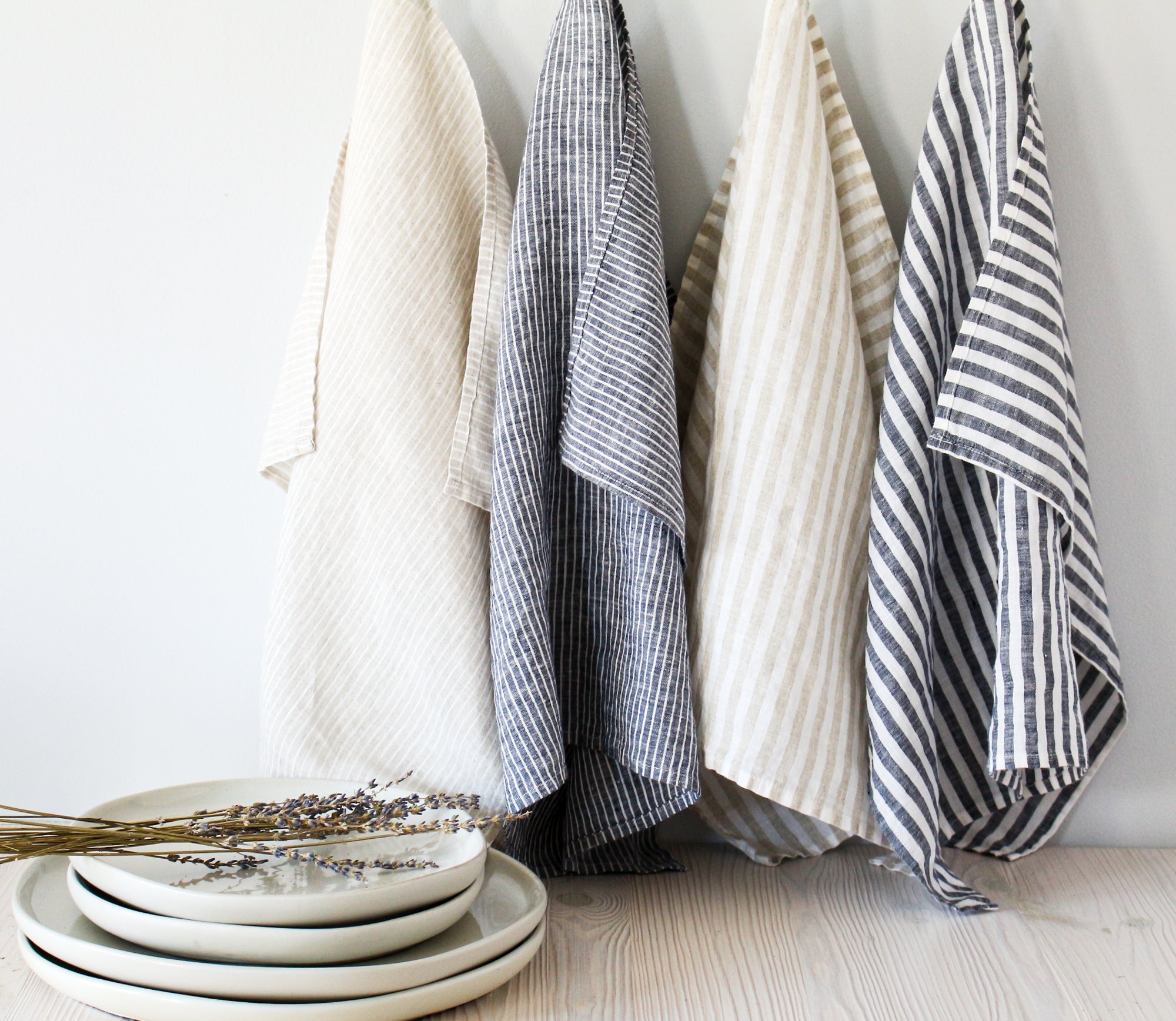  Pure 100% Linen Dish Towels - Set of 2 Linen Kitchen